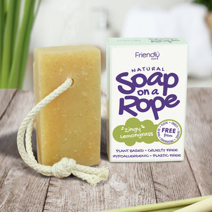 Friendly Soap Natural Soap On A Rope - 'Zingy' Lemongrass 125g