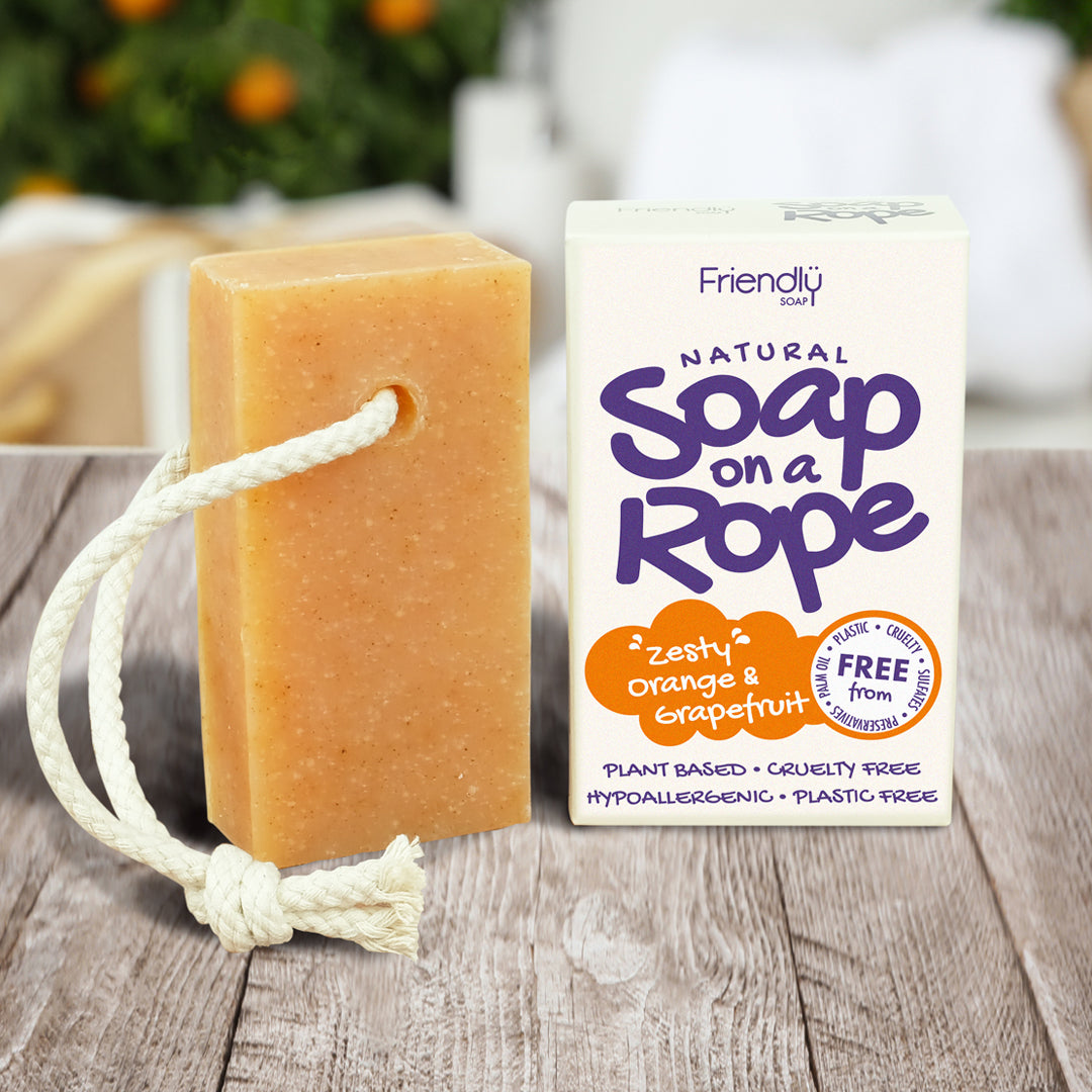 Friendly Soap Natural Soap On A Rope - 'Zesty' Orange & Grapefruit 125g