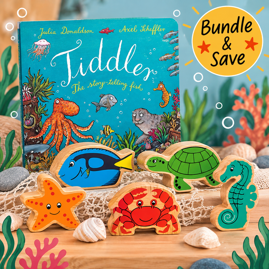 Tiddler Book & Lanka Kade Wooden Sea Animals Bundle – 6 Pieces