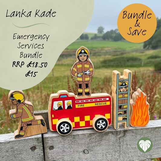 Lanka Kade Wooden Fire & Emergency Services Play Set – Fair Trade Wooden Toy Bundle