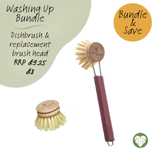 EcoLiving Silicone Handled Dish Brush & Replacement Head Bundle