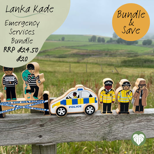 Lanka Kade Wooden Police & Emergency Services Play Set – Fair Trade Wooden Toy Bundle