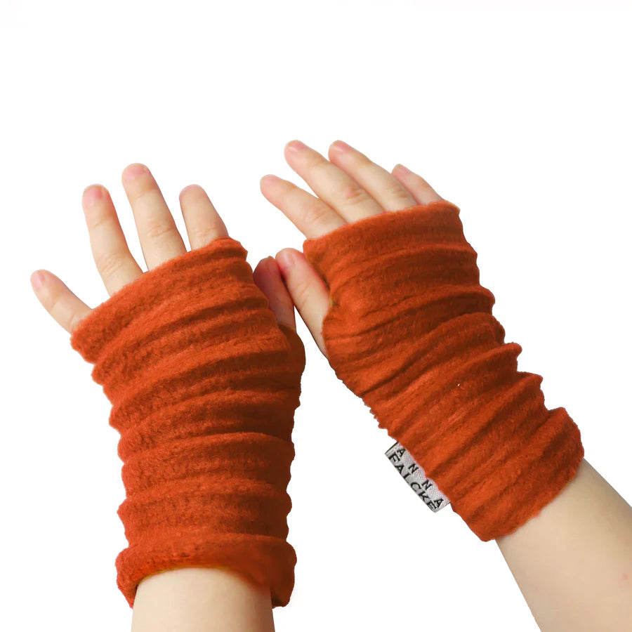 Wristees® Junior Wrist Warmers – Soft Fleecy Warmth for Ages 7-11 years Rust