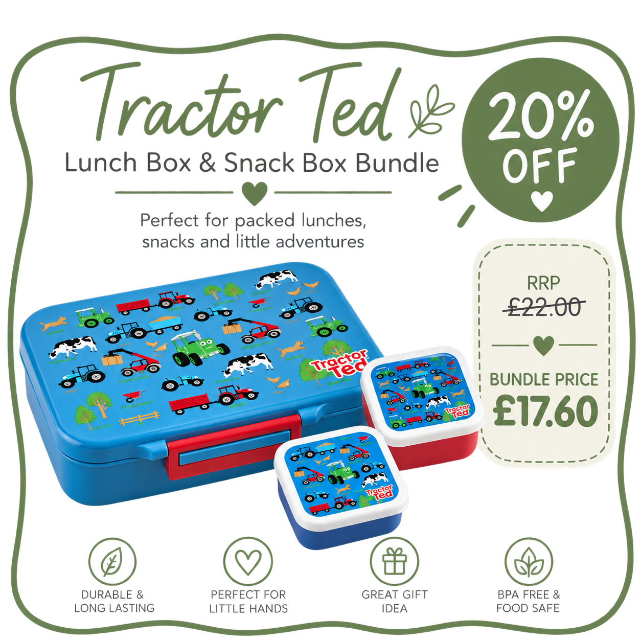 Tractor Ted Farmyard Lunch Box & Snack Pots Bundle – Save 20%