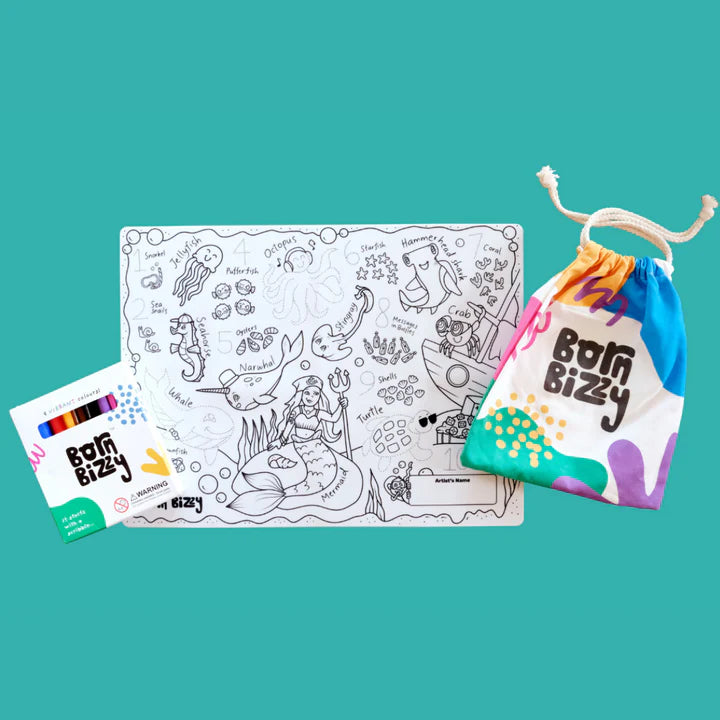Born Bizzy Biggie, Silicone Colouring Mat Sets, Biggie (30x40cm)
