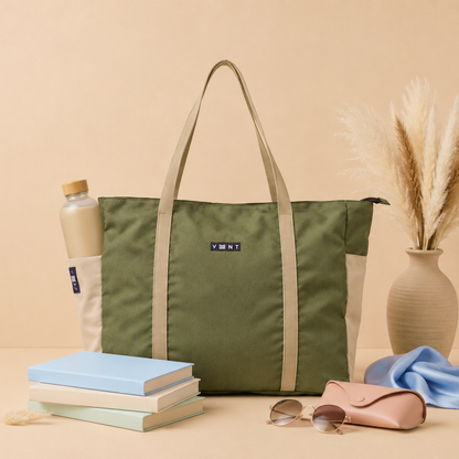VENT for Change Large Recycled Zipped Shopper Bag – Ocean Bound Plastic - Sage Green