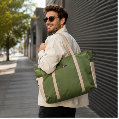 VENT for Change Large Recycled Zipped Shopper Bag – Ocean Bound Plastic - Sage Green