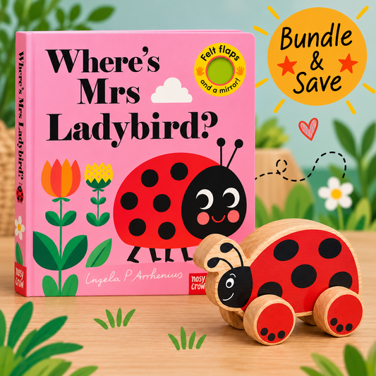 Where's Mrs Ladybird? Book & Lanka Kade Wooden Toy Bundle