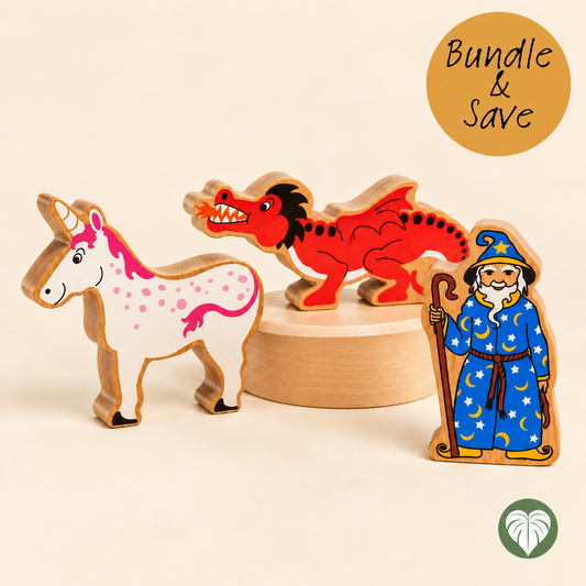 Lanka Kade Mythical Wooden Toy Bundle – Dragon, Unicorn, Wizard