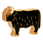 Wooden Highland cow toy made from FSC rubber wood