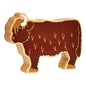 Wooden Highland cow toy made from FSC rubber wood