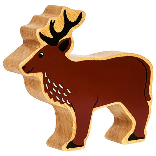 Lanka Kade Wooden Stag Toy – Dark Brown FSC Fair Trade Deer Figure
