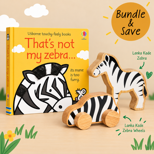 That's Not My Zebra Book & Lanka Kade Wooden Toy Bundle
