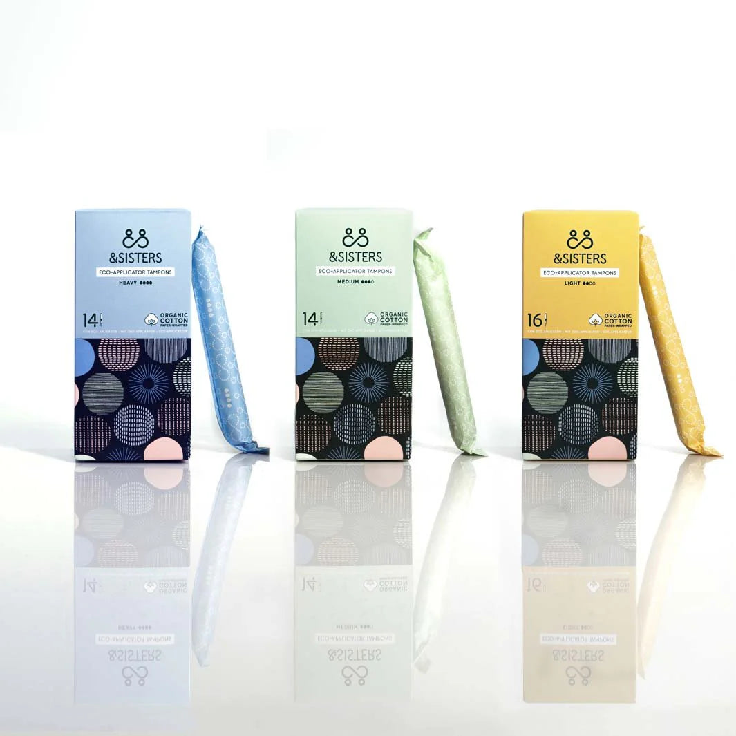 &SISTERS organic cotton tampons with biodegradable cardboard applicator plastic free period care