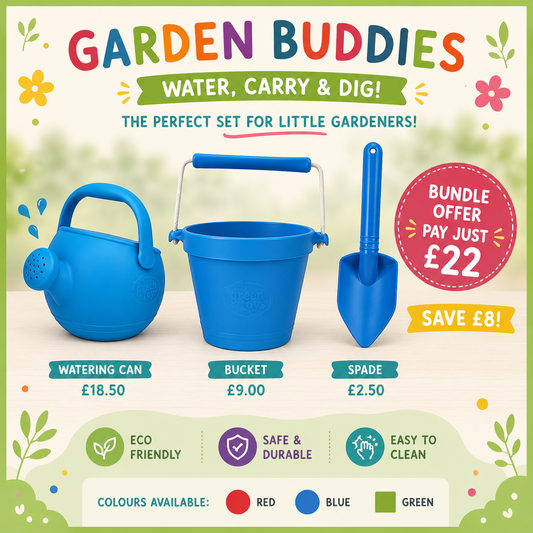 Bigjigs Silicone Outdoor Play Bundle – Silicone Bucket, Watering Can & Eco Spade | Save £7