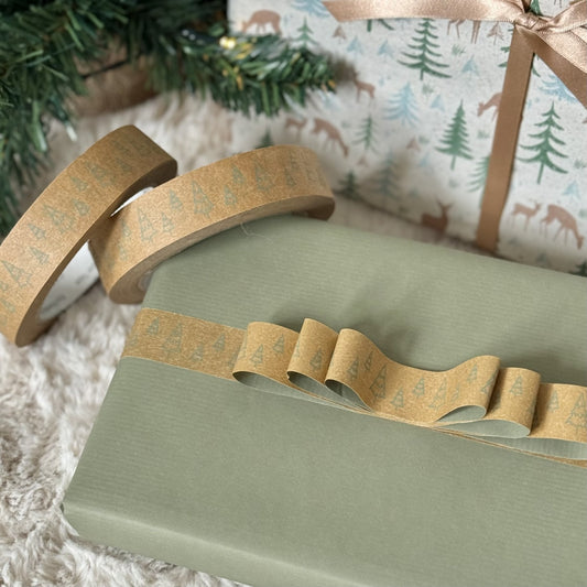 50m Brown with Green Trees Paper Tape