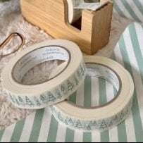 50m White with Green Trees Paper Tape