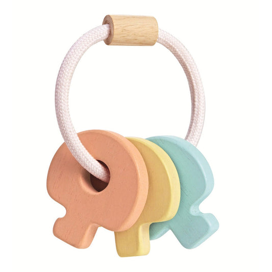 PlanToys Wooden Baby Key Rattle Pastel Toy