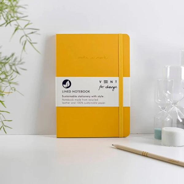 Vent For Change A5 Recycled Leather Notebook – Sustainable “Make a Mark” Lined Journal