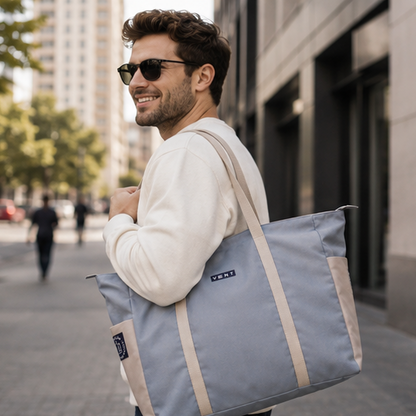VENT for Change Large Recycled Zipped Shopper Bag – Ocean Bound Plastic - Dusty Blue