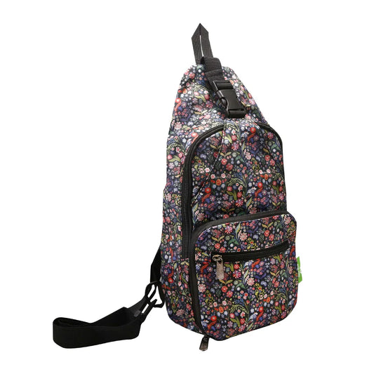 Eco Chic lightweight foldable crossbody bag in ditsy print made from recycled plastic bottles