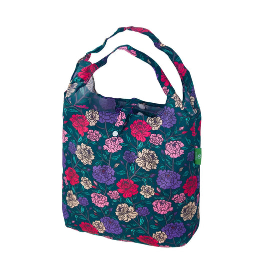 Eco Chic Bold Floral Print Foldable Reusable Shopping Bag – rPET Recycled Lightweight Bag