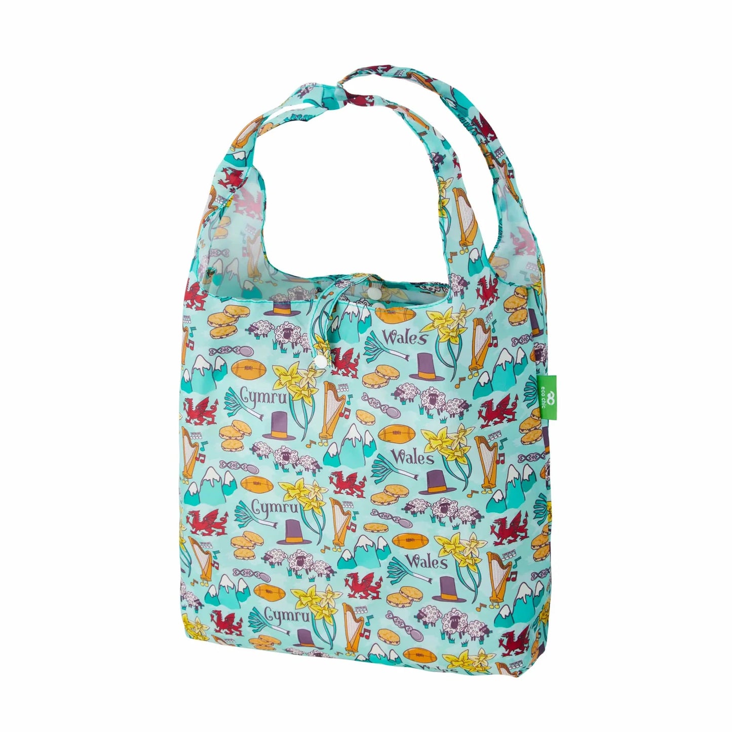 Eco Chic Wales Montague Print Foldable Reusable Shopping Bag – rPET Recycled Lightweight Bag