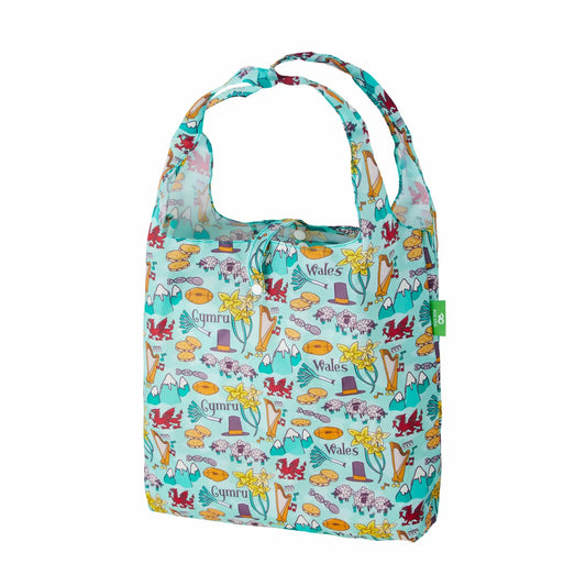 Eco Chic Wales Montague Print Foldable Reusable Shopping Bag – rPET Recycled Lightweight Bag