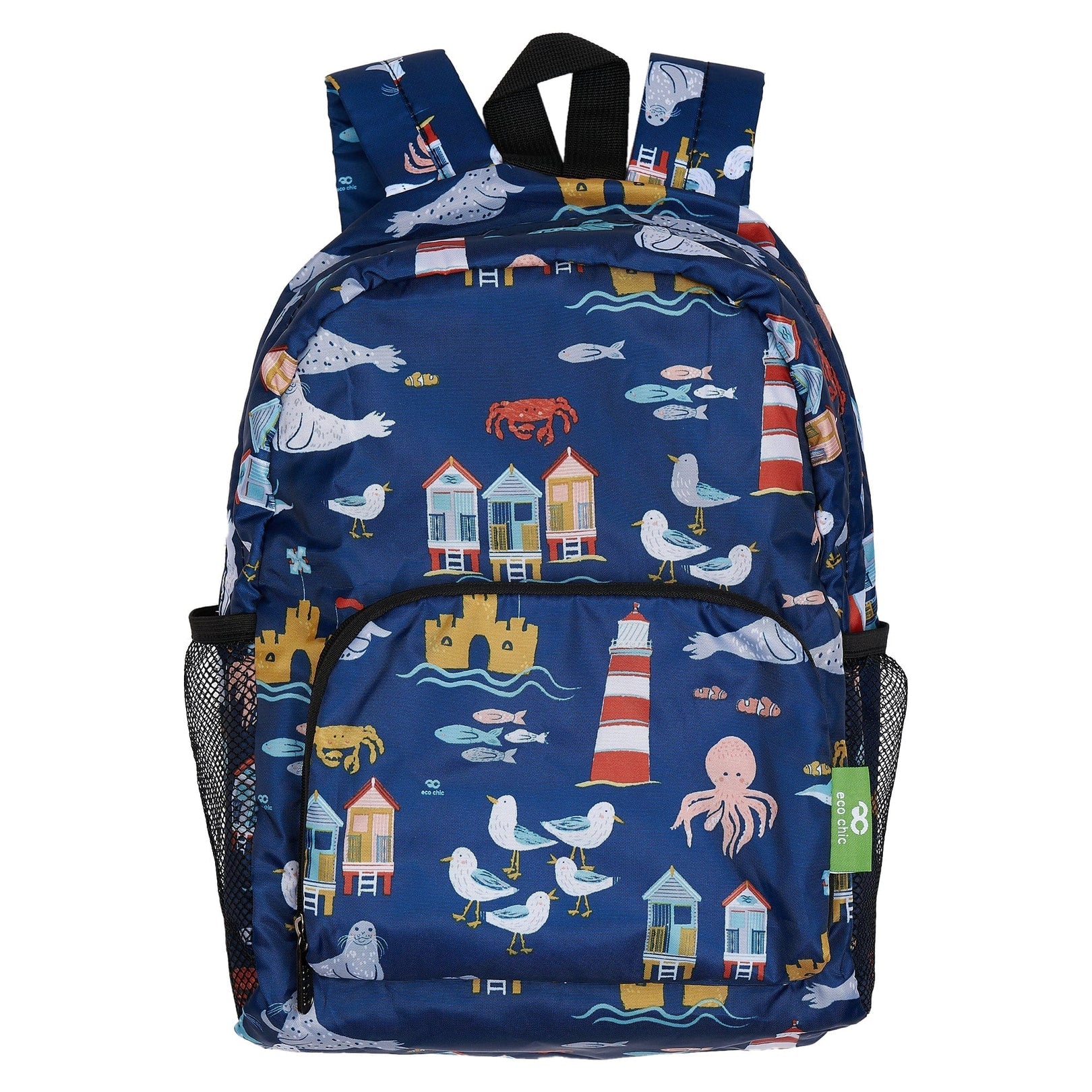 Eco Chic mini foldable backpack made from recycled plastic bottles rPET material