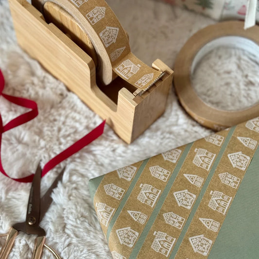 Eco-Friendly Brown Paper Tape – 50m, Gingerbread House