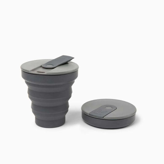 Hunu 12oz collapsible silicone cup, charcoal, reusable and travel-friendly