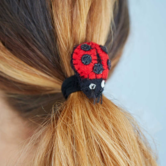 Felt Ladybird Hair Tie – Handmade Merino Wool Hair Bobble