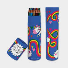 Rachel Ellen 24 Coloured Pencil Tube | Children's Colouring Pencils with Storage Tube