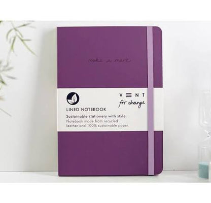 Vent For Change A5 Recycled Leather Notebook – Sustainable “Make a Mark” Lined Journal