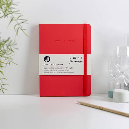 Vent For Change A5 Recycled Leather Notebook – Sustainable “Make a Mark” Lined Journal