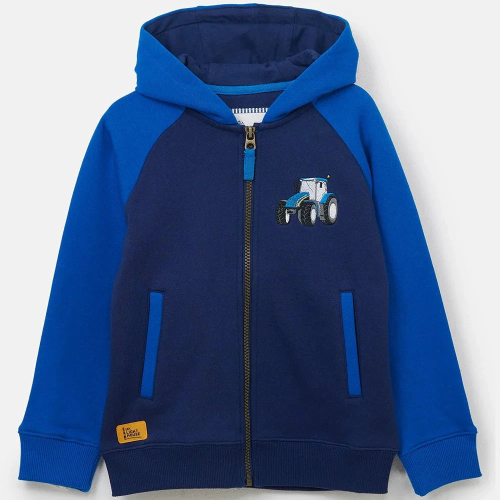 Little Lighthouse Jackson Full Zip Hoody, Blue Tractor
