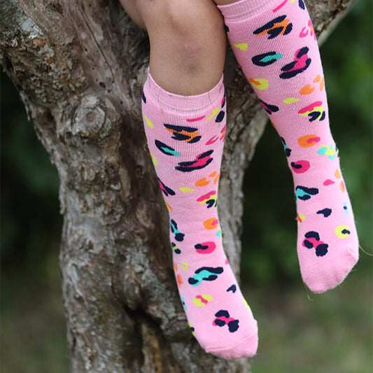 Welly Socks, Pink Leopard, 6-8y