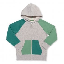 Kite Colour Block Hoodie – Grey Marl & Green | Organic Cotton Kids Hoodie