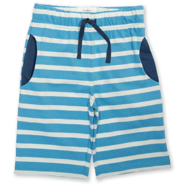 Kite Corfe shorts in blue and cream stripe organic cotton