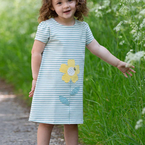 Kite Flower Stripe Dress – Organic Cotton Kids A-Line Dress