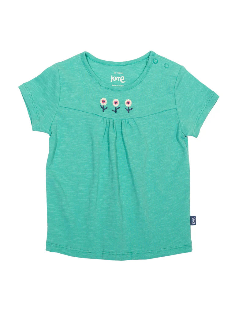 Kite Garden Grow t-shirt in duck egg blue organic cotton