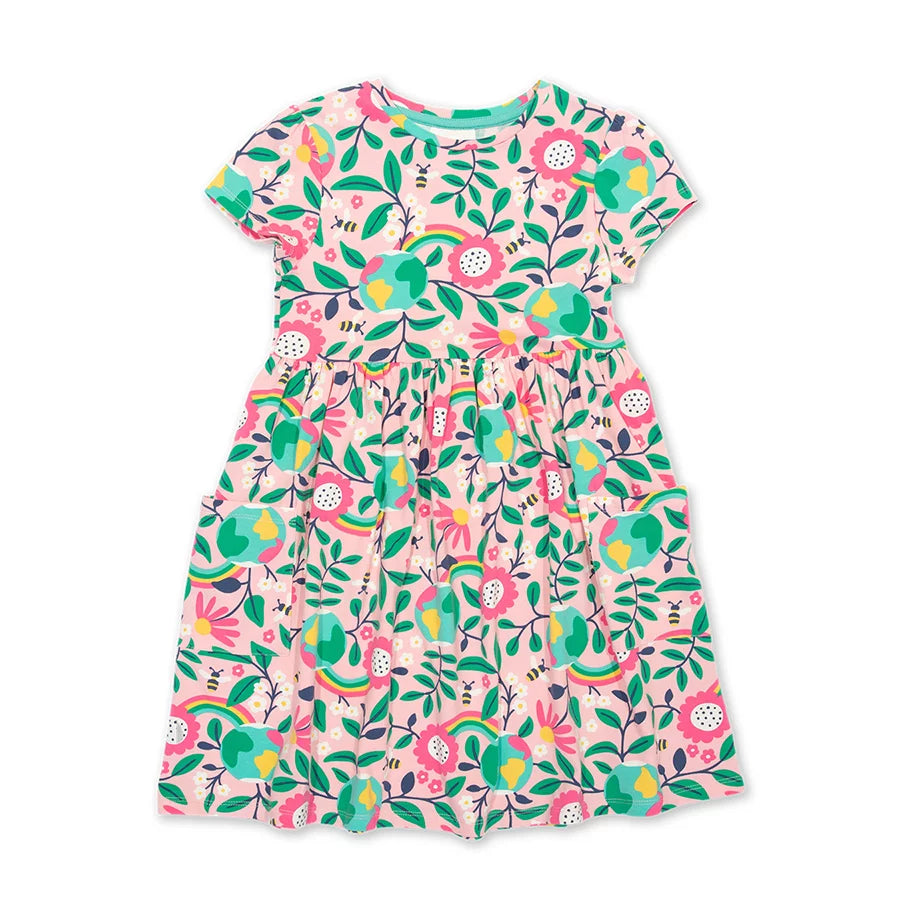 Kite Hello Earth dress with sunflower print in organic cotton