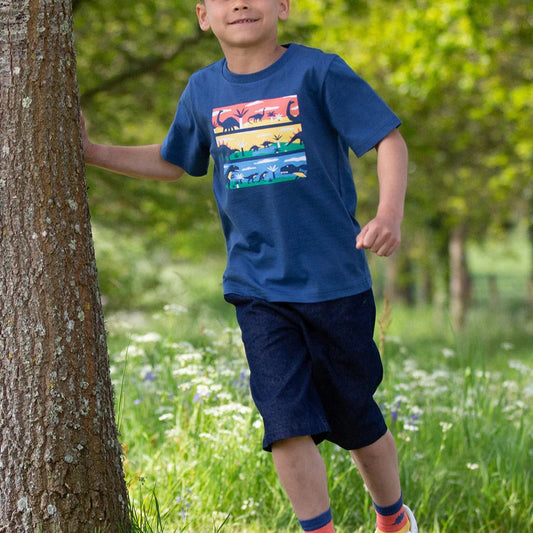 Kite Mesozoic Era dinosaur t-shirt in navy blue