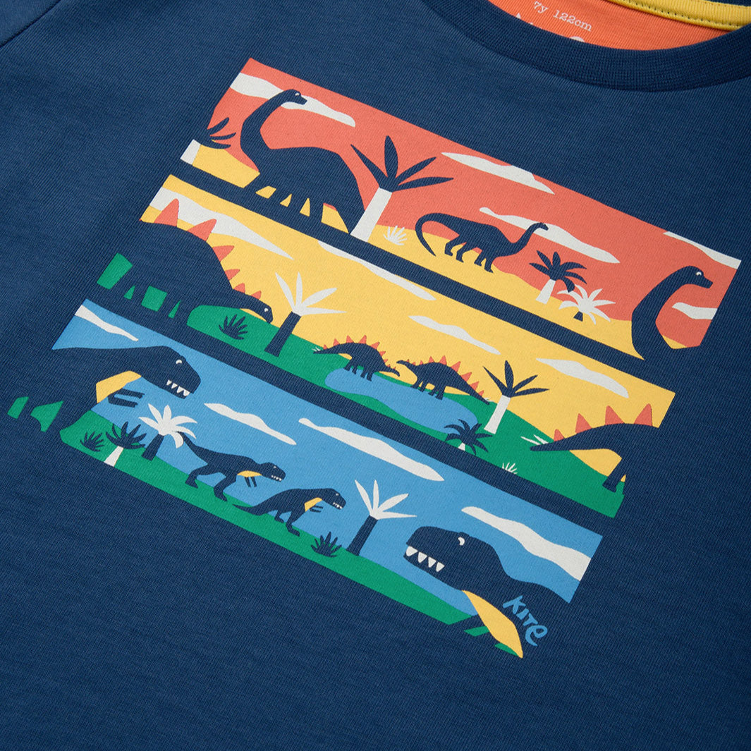Kite Mesozoic Era dinosaur t-shirt in navy blue