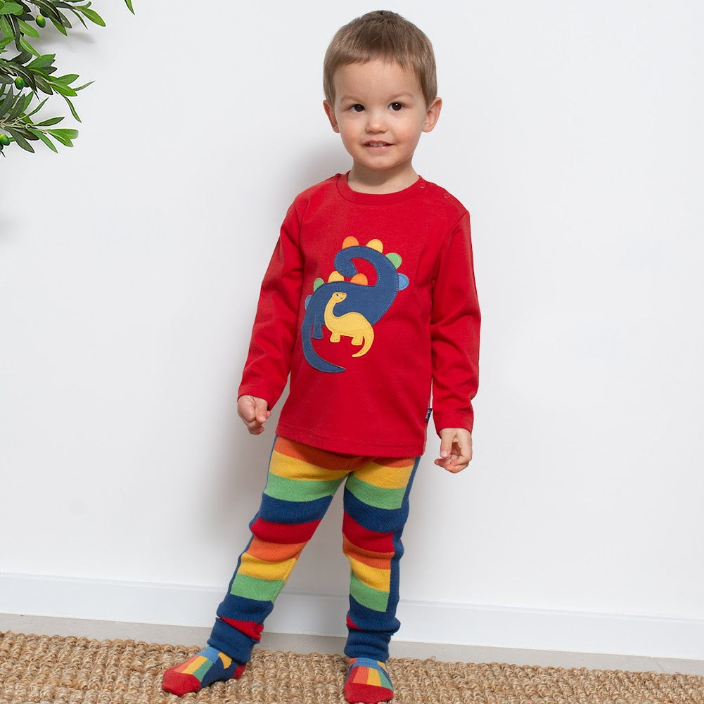 Kite Mumma Saurus t-shirt in red organic cotton