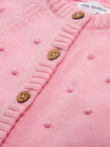 Kite my first cardigan in pink organic cotton