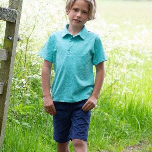Kite Poole polo shirt in duck egg blue organic cotton