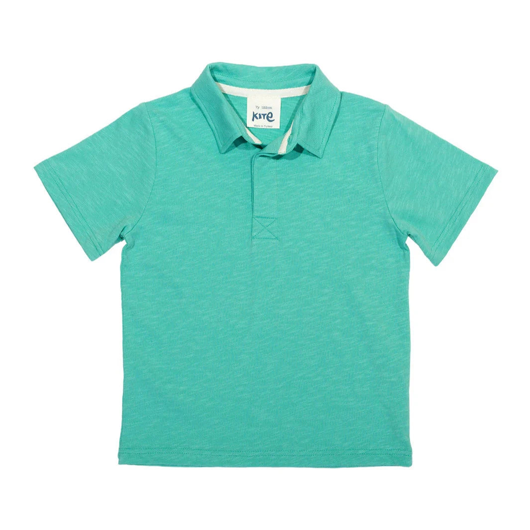 Kite Poole polo shirt in duck egg blue organic cotton