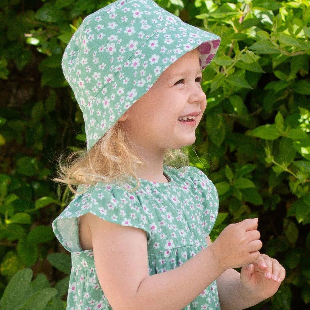 Kite reversible sun hat with green flower print