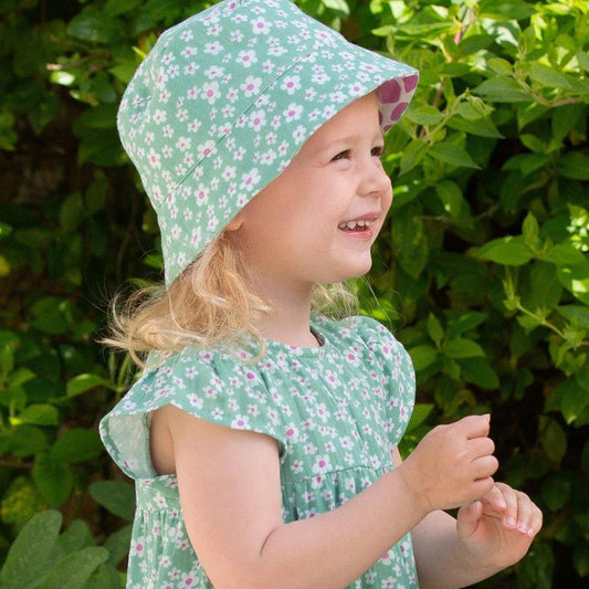 Kite reversible sun hat with green flower print